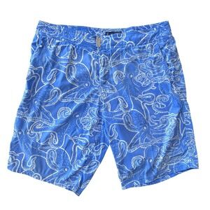 Vilebrequin Octopus Print Swim Trunks Mens XXL Light Blue & White Swimsuit 2XL